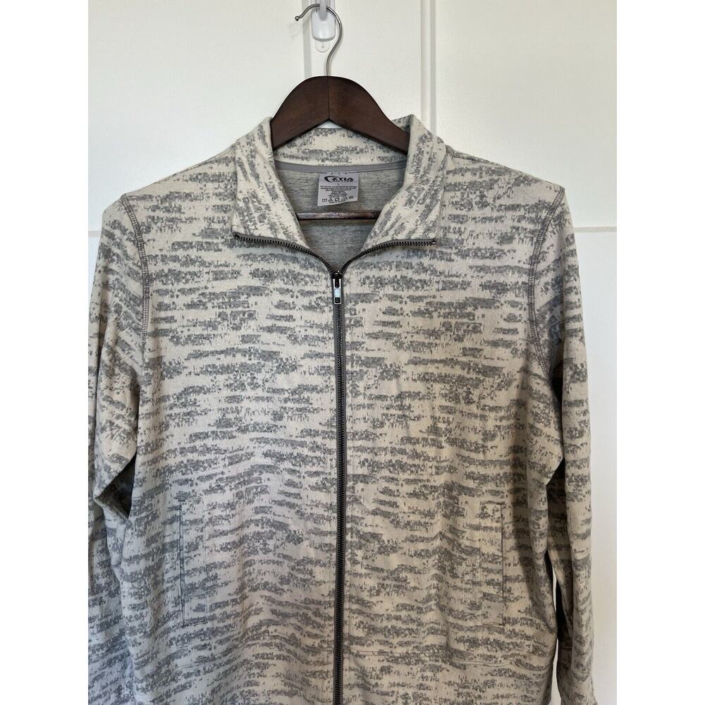 Zyia Active Jacket Womens Large Cream Gray Combo Athleisure Workout Casual Gym - Picture 5 of 6